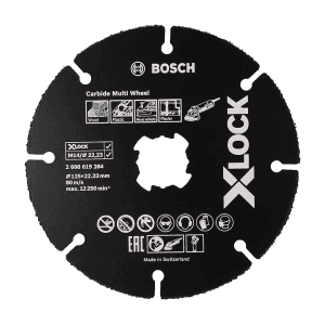 Bosch 5 Inch / 125 mm X-Lock Carbide Multi Wheel Cutting Disc For Small Angle Grinders, 2 608 619 284