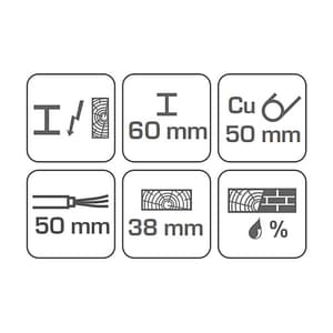 Hogert 2 Inch Stud Finder With Hygrometer For Detecting Live Cables, Metal Elements & Wooden Structures In Walls, HT4M341