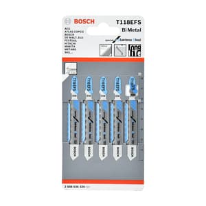 Bosch 57 mm Jigsaw Blades For Stainless Steel Cutting (T 118 EFS), 2 608 636 420