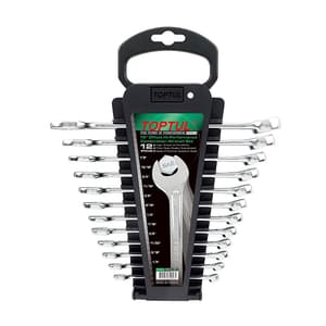 Toptul 12 Pcs, 1/4 inch - 7/8 inch 15° Offset Hi-Performance Combination Wrench Set, GBAC1201