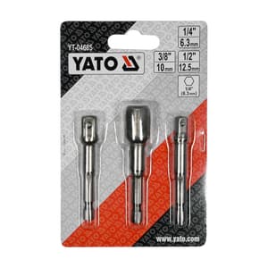 Yato 3 Pcs Hex Socket Adapter Set (1/4, 3/8, 1/2 Inch Sq. Drive), YT-04685