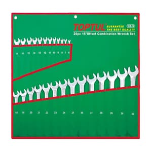 Toptul 26 Pcs, 6 mm - 32 mm 15° Offset Standard Combination Wrench Set, GAAA2604