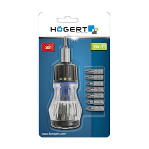 Hogert 8 Pcs Multi - Bit Ratcheting Screwdriver Set, HT1S214