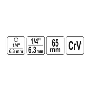 Yato 65 mm / 1/4 Inch Socket Adapter Hex Shank, YT-04625