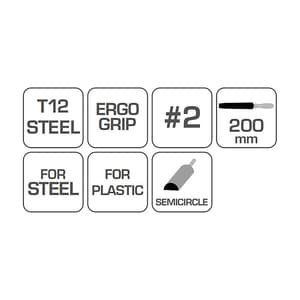 Hogert 200 mm / 8 inch Half-Round Metal File, HT3B801