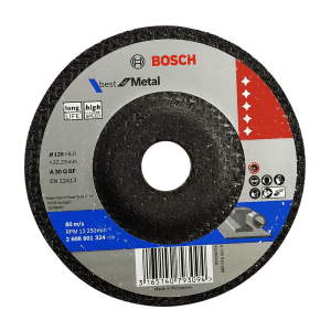 Bosch 125 x 6 mm Grinding Discs Best for Metal (Pack of 25 Pcs), 2 608 601 324