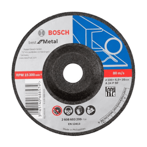 Bosch 100 x 6 mm Grinding Discs Best for Metal (Pack of 25 Pcs), 2 608 603 299