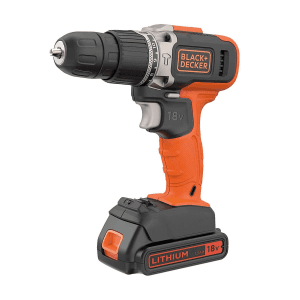 Black+Decker 18V / 10mm Cordless Speed Drill Machine Driver With 1x1.5Ah Li-ion Battery, BCD001C1-QW