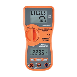 Kusam-Meco 75V - 600V AC Phase Rotation Tester With Voltmeter, KM 885PR