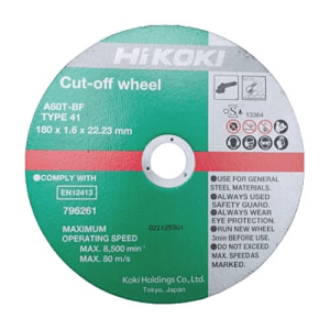 HiKoki 180 x 1.6 x 22.23 mm Professional Range Cut-Off Wheel (Pack Of 40 Pcs), 796261Z