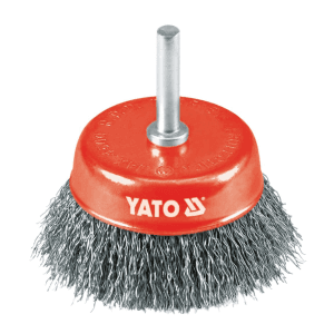 Yato 75 mm Dia. Cup Brush with Shaft (Crimped Inox Wire), YT-4751