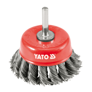 Yato 75mm Dia. Cup Brush With Shaft (Twist Steel Wire), YT-4752