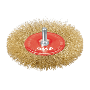 Yato 100 mm Dia. Circular Brush with Shaft (Crimped Brass Wire), YT-4757
