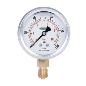 Insize 10 Bar / 150 PSI Bourdon Tube Pressure Gauge (Liquid Filled), 5201-63B2Y10