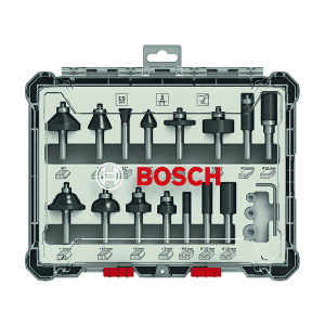 Bosch 8 mm shank Mixed Router Bit Set (Pack of 15 Pcs), 2 607 017 472