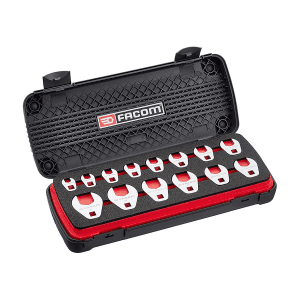 Facom 14 Pcs / 3/8 Inch Sq. Drive Crowfoot Flat Nut Open End Bits Set, J.J14CF