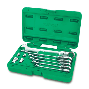 Toptul 10 Pcs Pro-Series Flexible Ratchet Combination Wrench Set, GAAI1003