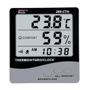 HTC -50°C to 70°C Thermometer with Clock & Large 3 Line LCD Display, 288-CTH