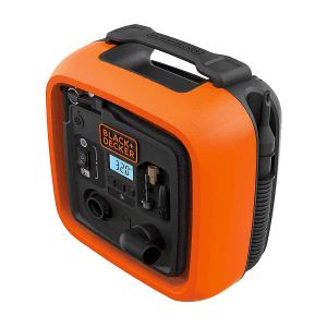 Black+Decker 12V / 160 PSI Multipurpose Tyre Inflator with Digital Guage Autocut Off System & 2 Operating Modes, ASI400-XJ