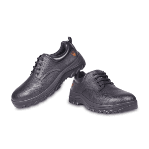 Tagra Low Ankle Single Density Buff Barton Leather Safety Shoes - Steel Toe (Black), Boost Lo B
