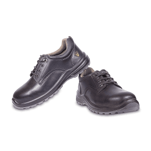 Tagra Low Ankle Double Density Grain Haircell Leather Safety Shoes - Steel Toe (Black), Engine Lo H