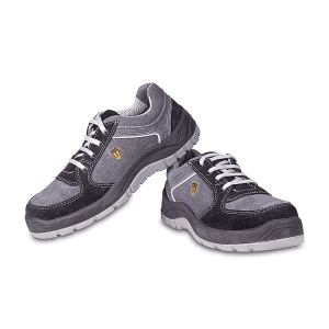 Tagra Low Ankle Double Density Buff Suede Leather Safety Shoes - Steel Toe (Black & Grey), Active Lo