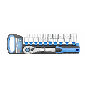 Hogert 10 Pcs 1/2 Inch Socket Set With Ratchet Handle, HT1R332