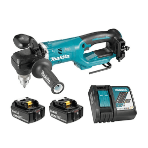 Makita 18V LXT BL 13mm Cordless Angle Drill with Rapid Charger & 2 Pcs 5.0Ah Batteries, DDA450RTE