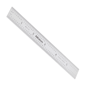 Mitutoyo 150 mm / 6 inch Wide Rigid Steel Ruler (1/32 & 1/64 inch Graduations), 182-105