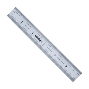 Mitutoyo 150 mm / 6 inch Wide Rigid Steel Ruler (1/50 & 1/100 inch Graduations), 182-106
