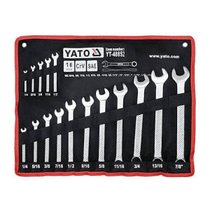 Yato 16 Pcs, 1/4 inch to 1-1/4 inch Combination Spanner Set, YT-48852