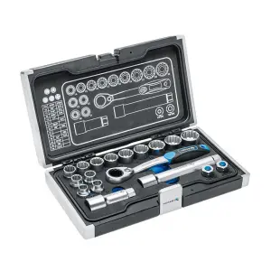 Hogert 18 Pcs 1/4 & 3/8 Inch Sq. Drive Socket Set, HT1R478