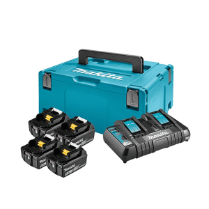 Makita MKP3PG184 Power Source Kit With 4x 6.0 AH Batteries & 1x 2Port Charger & 1x Makpac Case, 191A74-9