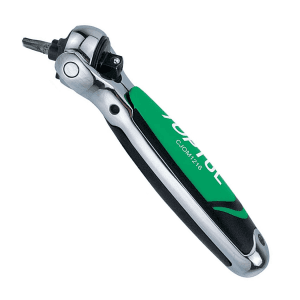 Toptul 3/8 Inch Sq. Drive Stubby Swivel-Head Ratchet with Bit Drives, CJOM1216