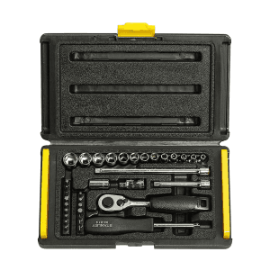 Stanley 35 Pcs 1/4 Inch Sq. Drive 6 PT Socket and Bit Mechanic Tool Kit, 1-89-033