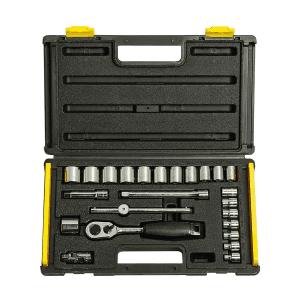 Stanley 24 Pcs 3/8 Inch Sq. Drive 6 Pt Metric Socket Set, 1-89-035