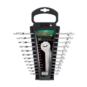 Toptul 12 Pcs, 1/4 inch - 7/8 inch 15° Offset Hi-Performance Combination Wrench Set, GBAC1201
