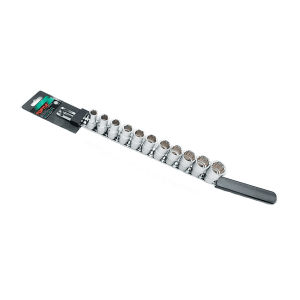Toptul 11 Pcs 1/2 Inch Sq. Drive 12PT Socket Rail Set - Metric, GAAQ1102