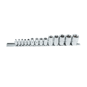 Toptul 14 PCS 1/4, 3/8 & 1/2 Inch Sq. Drive Star Socket Rail Set, GAAR1402