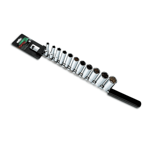 Toptul 11 PCS 3/8 Inch Sq. Drive 12PT Deep Socket Rail Set- SAE, GBAQ1101