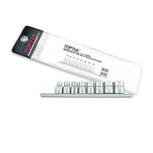 Toptul 8 PCS 3/8 Inch Sq. Drive Star Socket Rail Set, GAAG0802