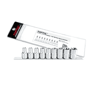 Toptul 9 PCS 1/2 Inch Sq. Drive Star Socket Rail Set, GAAG0901