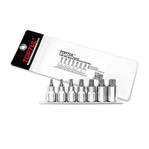Toptul 7 PCS 1/2 Inch Sq. Drive Spline Bit Socket Rail Set, GAAG0703