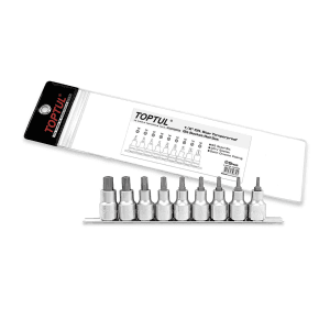 Toptul 9 PCS 1/2 Inch Sq. Drive Star Tamperproof Bit Socket Rail Set, GAAG0904