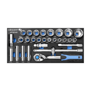Hogert 27 Pcs 1/2 Inch Socket Set With Ratchet Handle, HT7G149