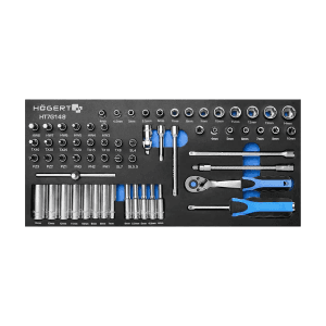 Hogert 63 Pcs 1/4 Inch Socket Set With Ratchet Handle, HT7G148