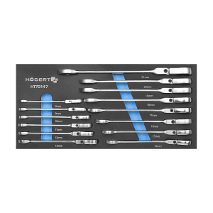 Hogert 14 Pcs, 8 mm - 21 mm Combination Spanner with Flex Head Set, HT7G147