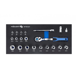 Hogert 21 Pcs Sockets Set With Ratchet Handle, HT7G127