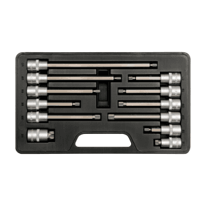 Yato 12 Pcs 1/2 (12.7 mm) Inch Sq. Drive Hex Spline Socket Bit Set, YT-7753