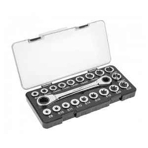 Hogert 20 Pcs Sockets Set With Ratchet Ring Spanner, HT1R492